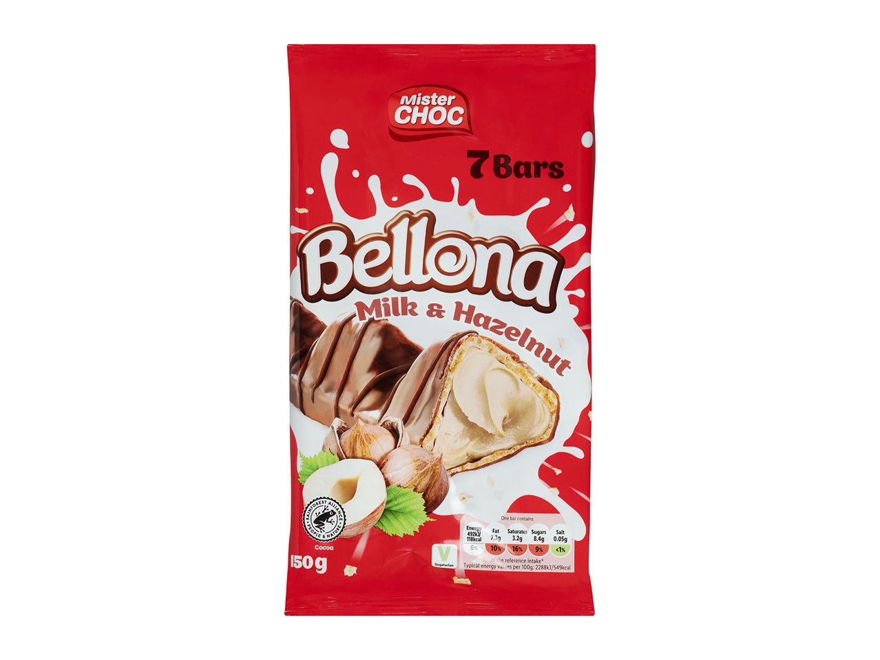 7 Mister Choc Bellona milk & hazelnut bars.