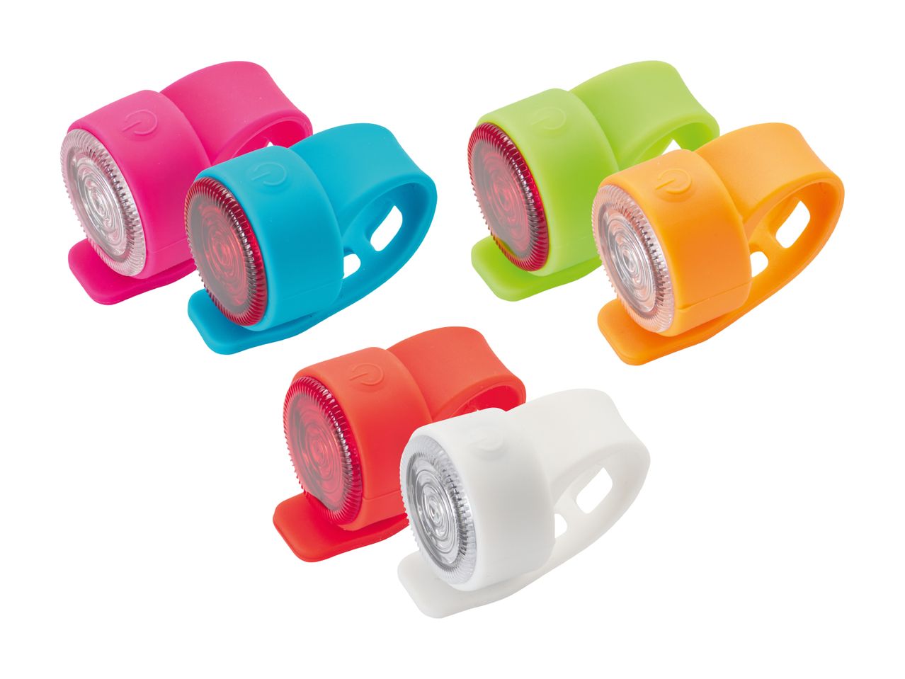 Six feux de vélo LED colorés pour plus de sécurité.