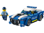 Mașină de poliție LEGO cu figurină de polițist.