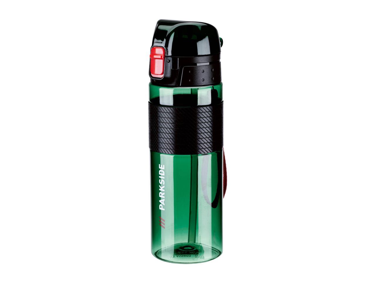 Borracca sportiva Parkside verde e nera con tappo rosso.