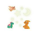 Dinosaur and dragon glow-in-the-dark wall decals with stars and a moon.