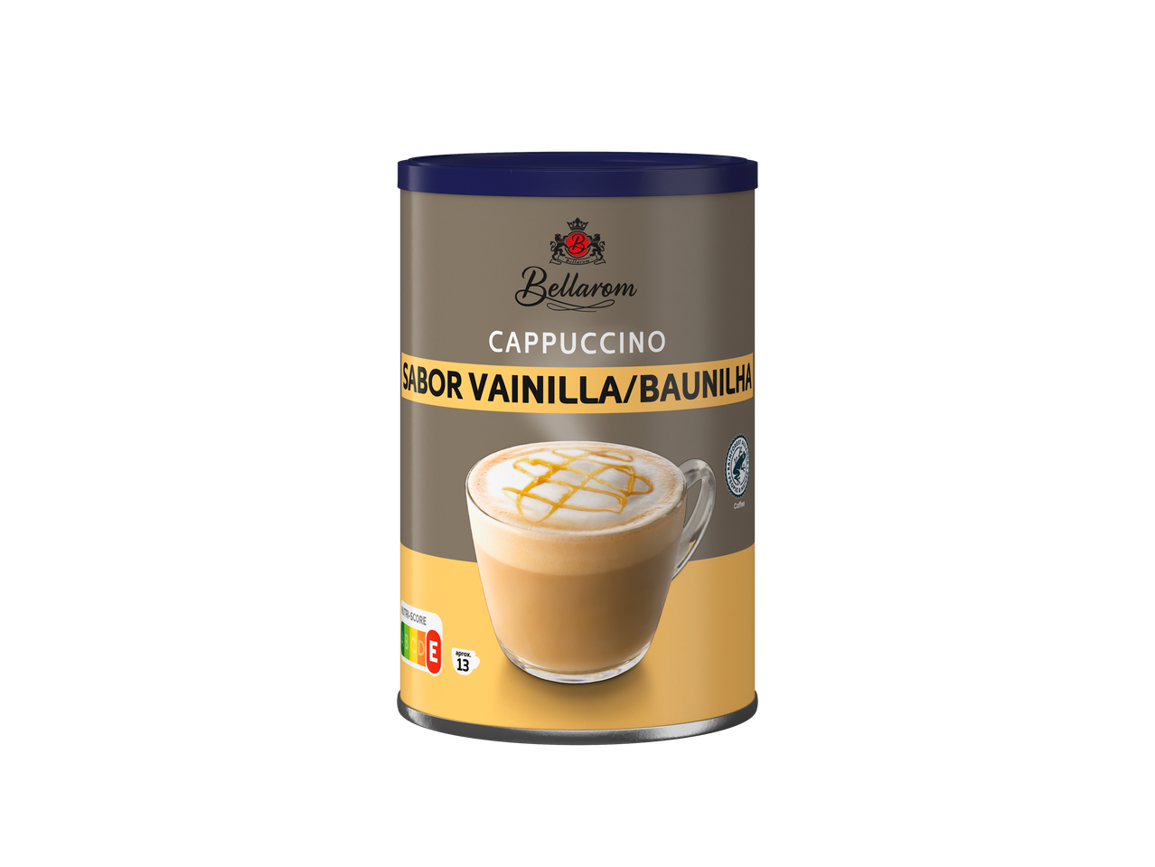 Bellarom Cappuccino em pó sabor baunilha com Nutri-Score E