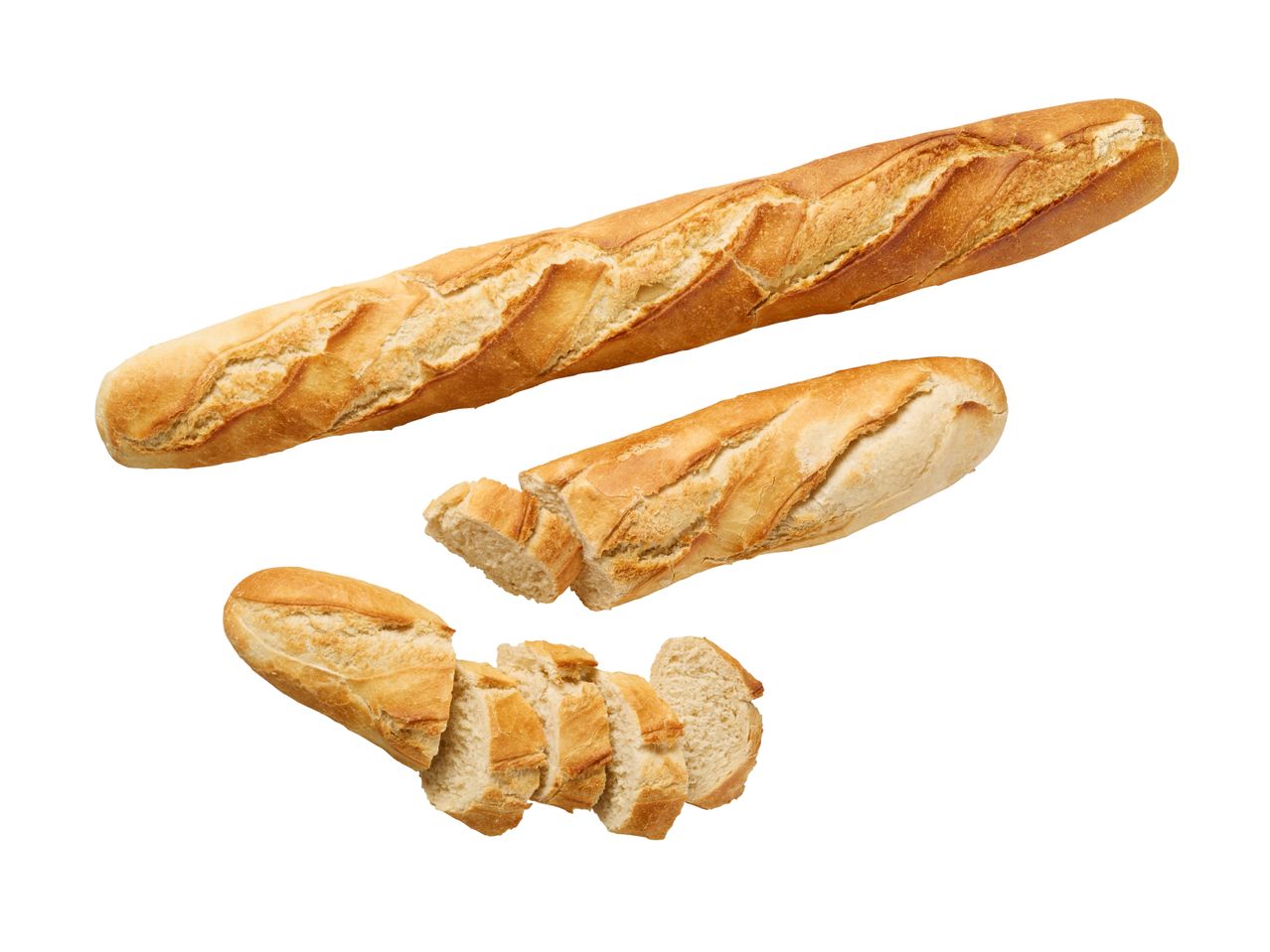 Baguettes, ganz und geschnitten.