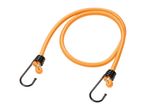 A yellow bungee cord with two metal hooks.