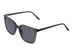 Dark grey sunglasses with rectangular frames and dark lenses, angled on a white background.
