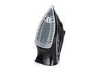 A black and gray steam iron.