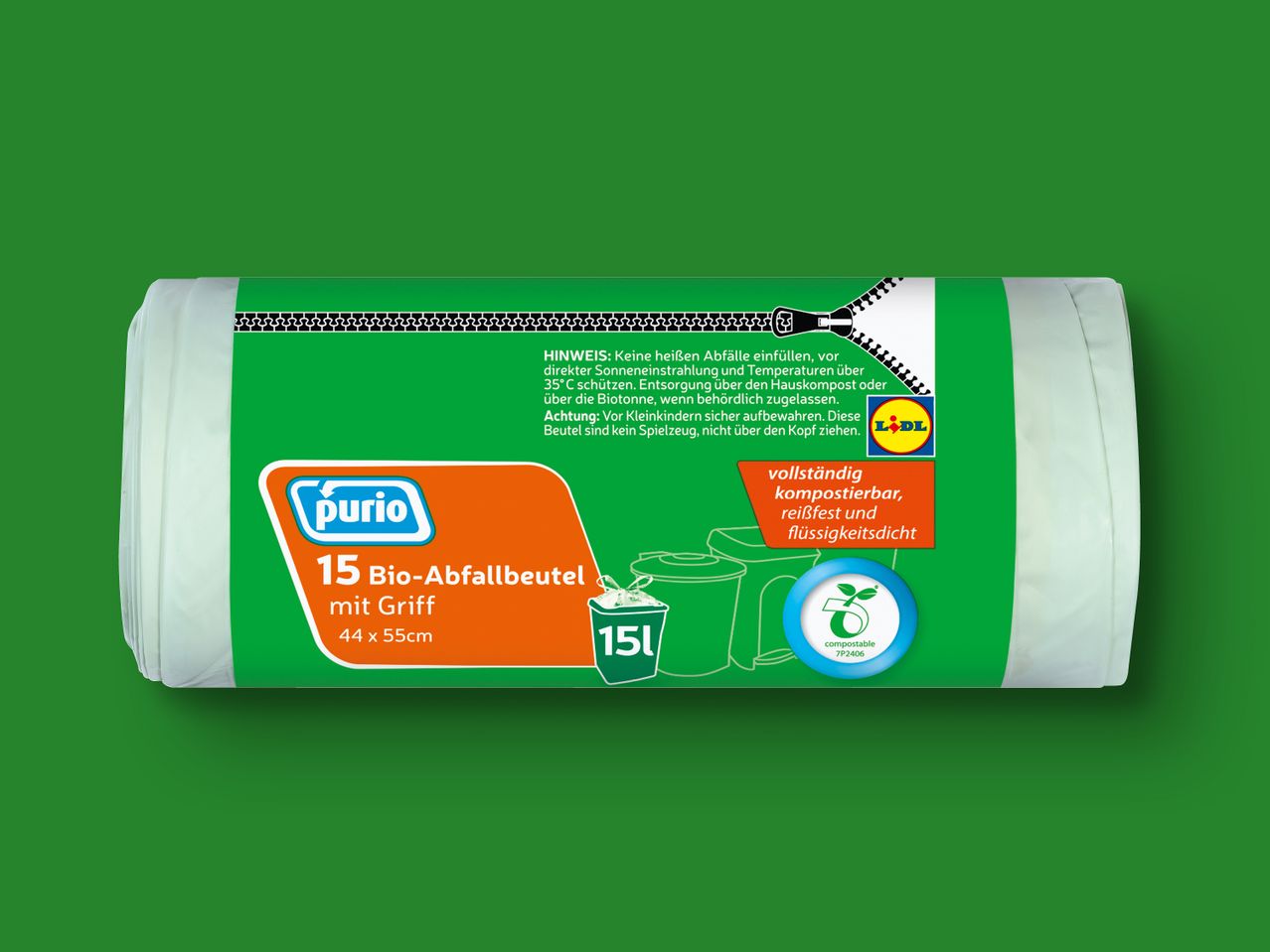 Purio Bio-Abfallbeutel, Lidl, kompostierbar.