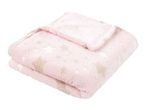 Pink plush blanket with white and beige stars
