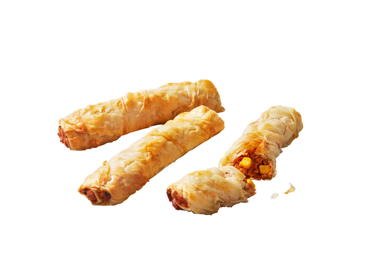 Gehakt en maïs gevulde pasteitjes.