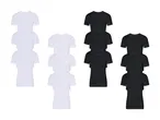 Sæt med hvide og sorte t-shirts.
