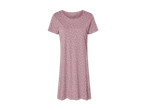 Ein rosafarbenes Kleid mit weißen Punkten.