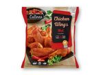 En pakke Culinea Chicken Wings Hot i en varm marinade, med tilberedningsinstruktioner og vægt.