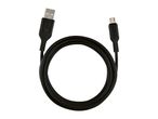 Black USB-A to Micro-USB charging and data cable, coiled in a circle.