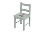 Light blue wooden children's chair with a fox illustration on the seat.