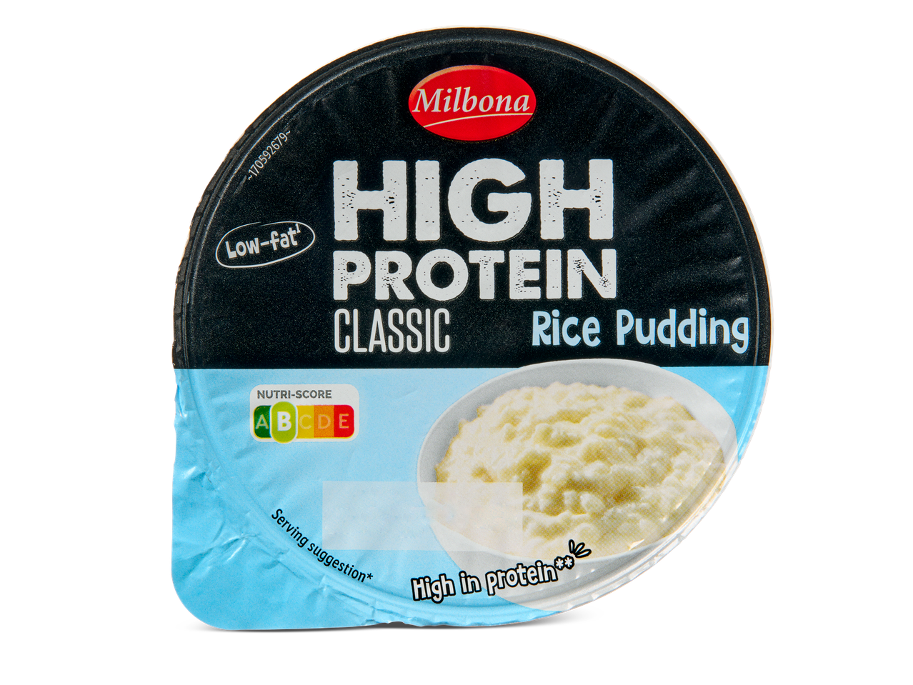 Milbona rijstpudding: hoog eiwitgehalte, laag vetgehalte.