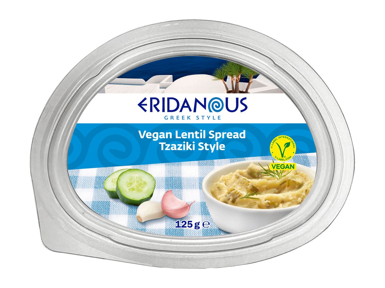 Eridanous Greek Style Vegan Lentil Spread, 125g tub.