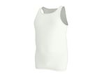 A plain white men's tank top undershirt shown from a side angle
