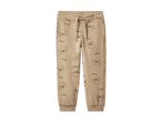 Beige Jogginghose mit Hundemotiven und der Aufschrift 'READY FOR ADVENTURE'