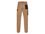 PARKSIDE muške radne pantalone u braon boji sa crnim detaljima, pogled otpozadi.