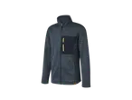 Dark grey melange zip-up fleece jacket with navy details.