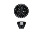 Difuzor și concentrator negre pentru uscător de păr pe fundal negru.