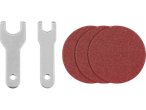 Dva ključa i tri crvena brusna diska za PARKSIDE pneumatsku brusilicu.