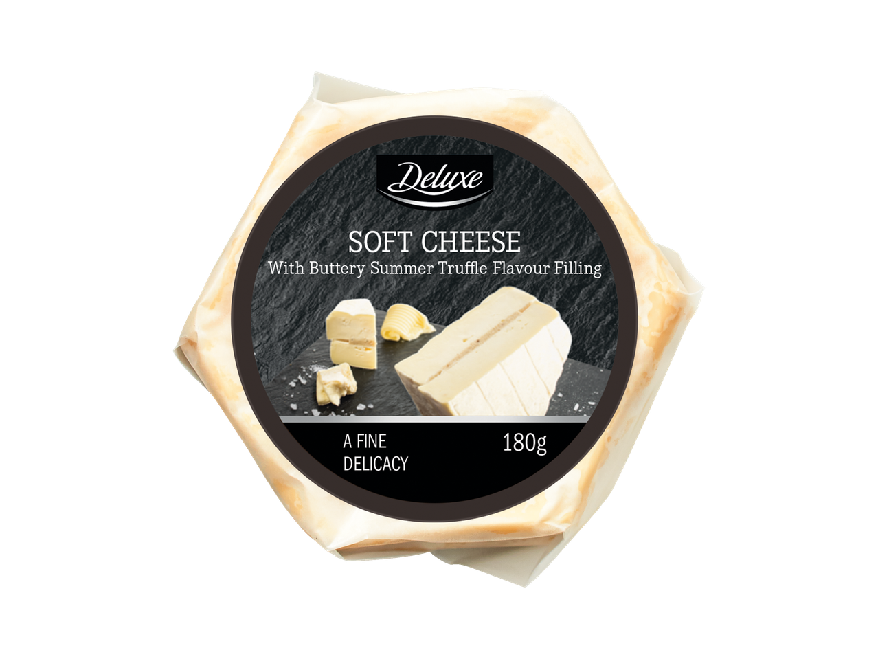 „Deluxe“ minkštas sūris su vasariškų triufelių įdaru.