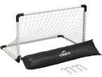 CRIVIT Folding Football Goal with net, black carry bag, and ground anchors.