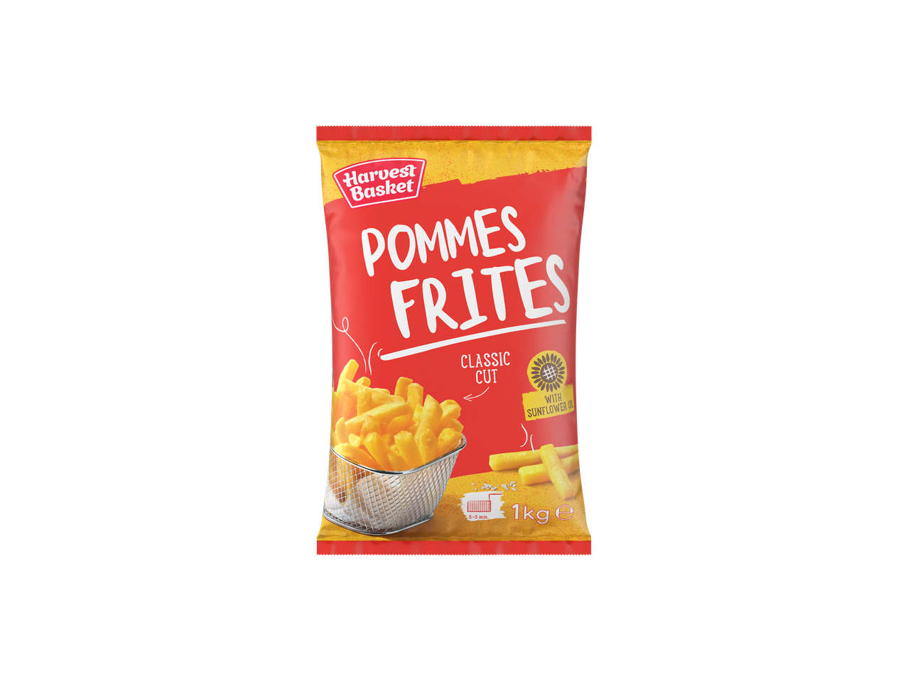 Harvest Basket Pommes Frites, tăietură clasică, cu ulei de floarea soarelui, 1kg.