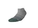 Grey ankle sock with dark green toe and stripes