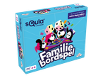 Een bordspel voor het hele gezin, met een vrolijk ontwerp en de tekst 'Familie bordspel'.