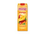 Mangojuicekarton med teksten 'Mango Juice drink' og billeder af mangoer.