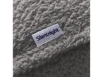 Close-up of a grey Silentnight fleece blanket with a white brand tag.