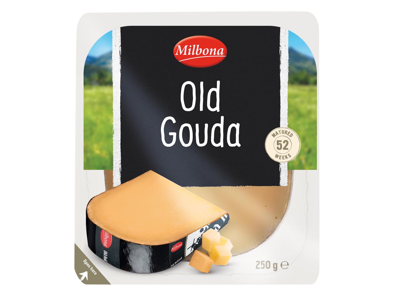 Milbona Old Gouda sajt csomagolása.
