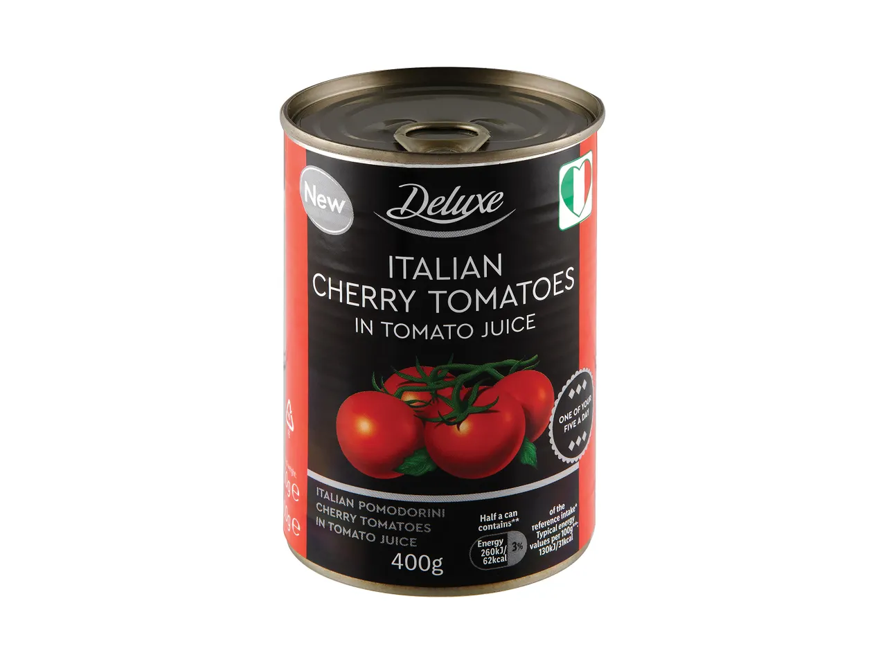 Deluxe Italian cherry tomatoes in tomato juice.