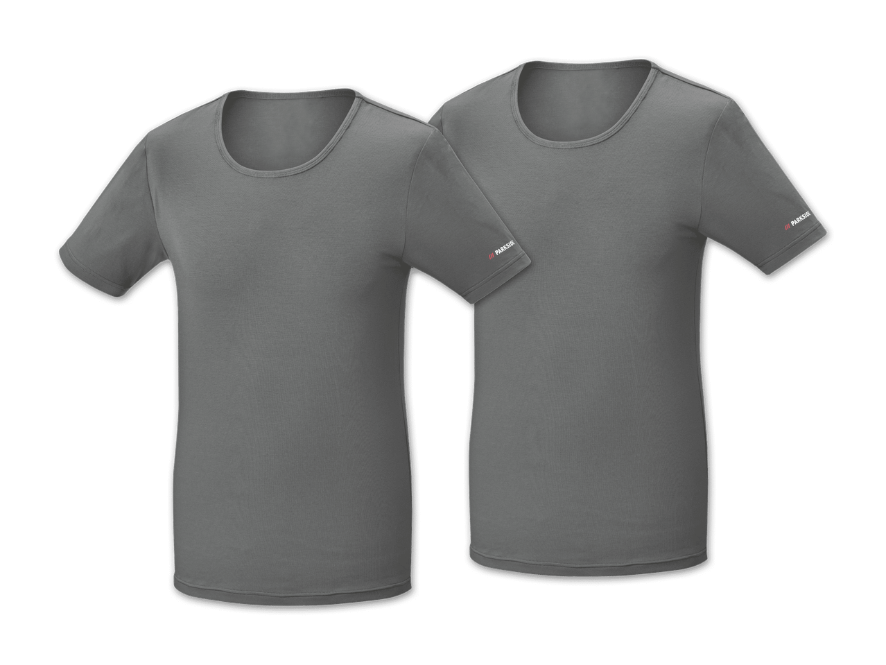 Zwei graue Parkside T-Shirts liegen übereinander.