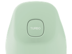 Dispositivo verde-menta com botão turbo.