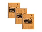 Three spiral-bound notebooks with brown covers, black text, and a dotted pattern.