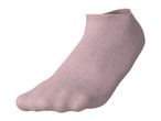 Single light pink ankle sock with a ribbed texture, isolated on a white background.