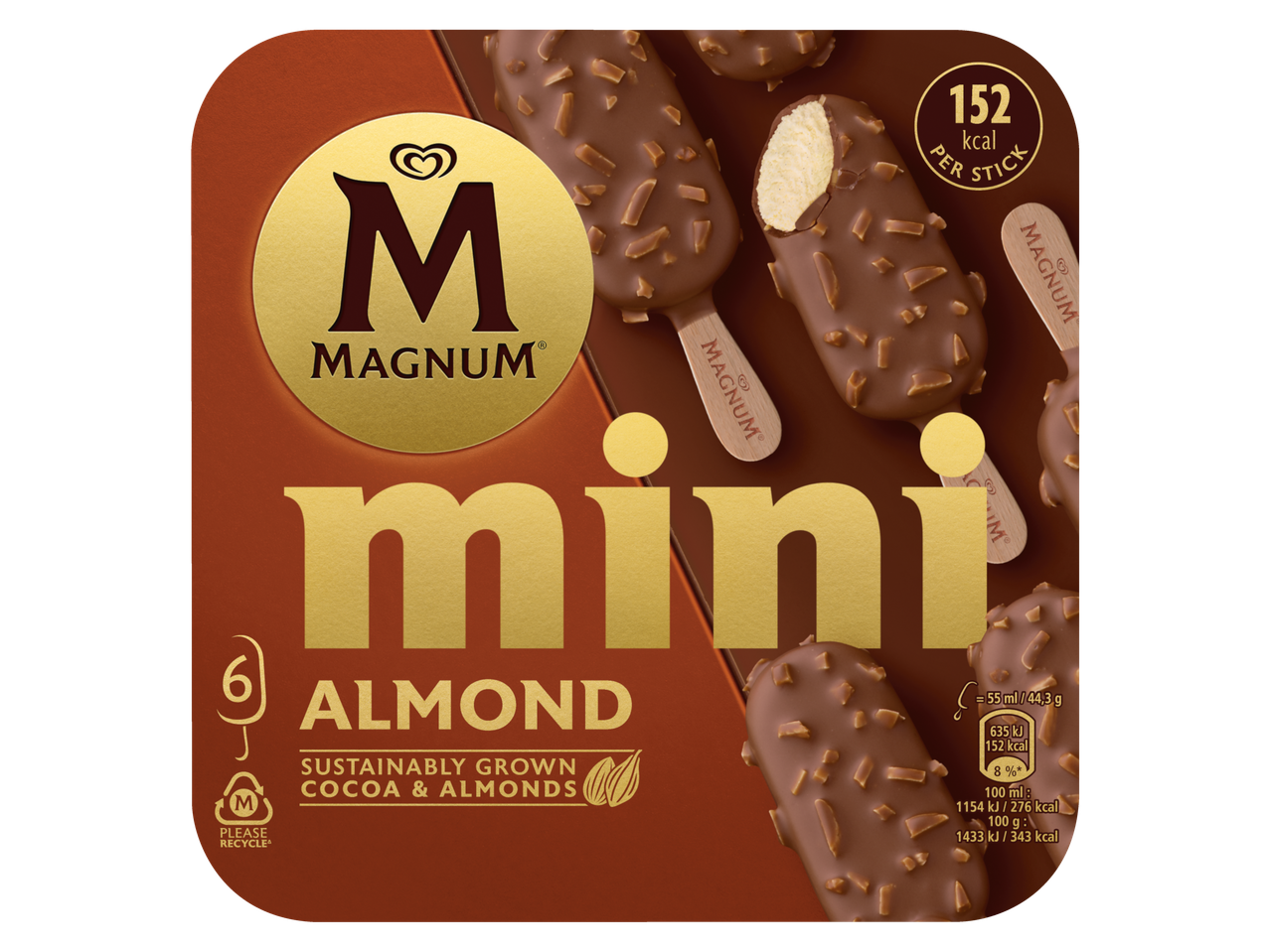 Magnum Mini Almond ijsjes verpakking van 6 stuks