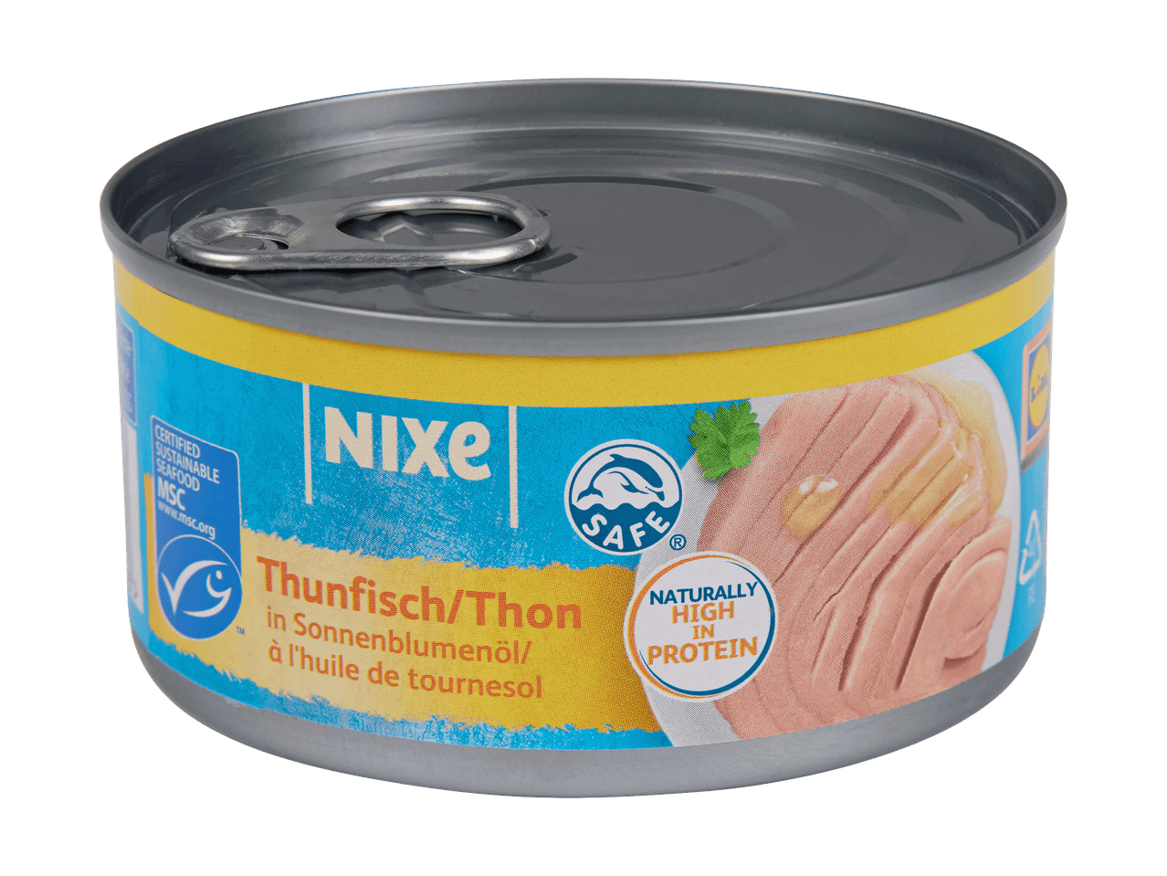 Eine Dose Nixe Thunfisch in Sonnenblumenöl.