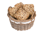 Cesta de pãezinhos de cereais.