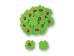 Glücksklee-Dekoration mit Marienkäfern und zwei einzelnen Kleeblättern