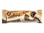 Barre protéinée IronMaxx saveur brownie blondie avec noisettes et chocolat.