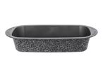 Rectangular baking pan with speckled exterior and grey interior