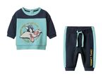 Baby-sæt med Looney Tunes-print: Blå sweatshirt med Sylvester Kat og blå joggingbukser med mintgrønne detaljer.
