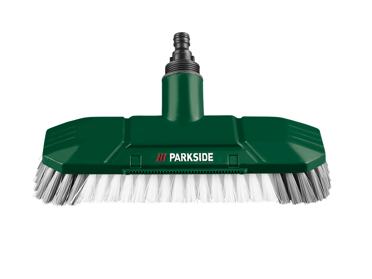 Κεφαλή βούρτσας νερού PARKSIDE με λευκές τρίχες σε μαύρο φόντο.