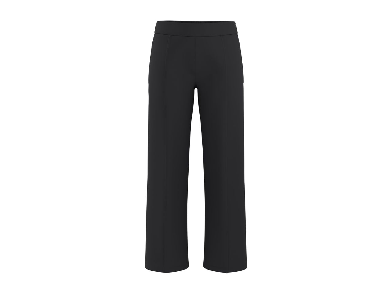 Black women's wide-leg trousers with a flat waistband.