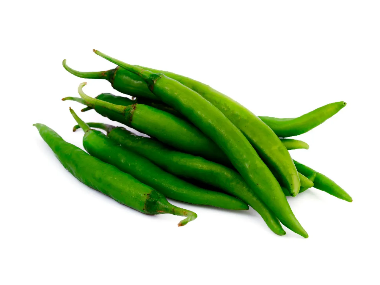 Fresh green chili peppers.