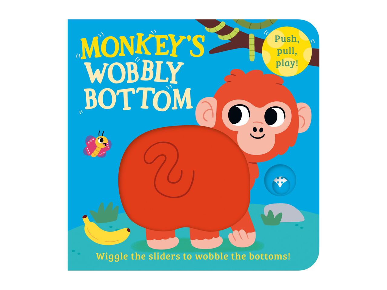Children's book with a monkey on the cover, titled 'Monkey's Wobbly Bottom'